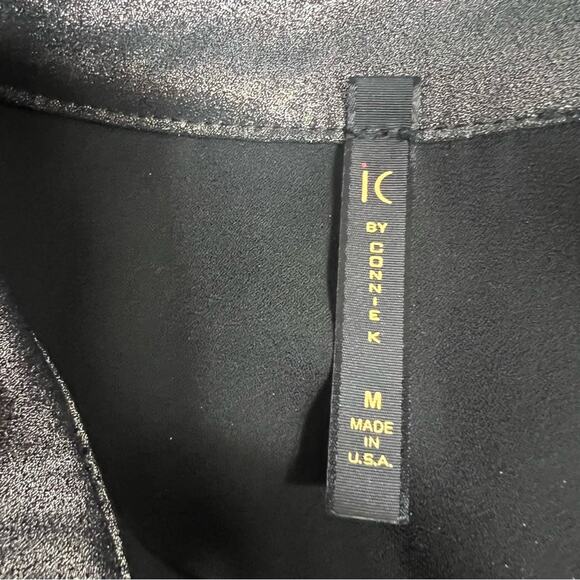 NWT IC by Connie K Metallic tie sleeve ruffle button down top Sz M - Picture 5 of 7